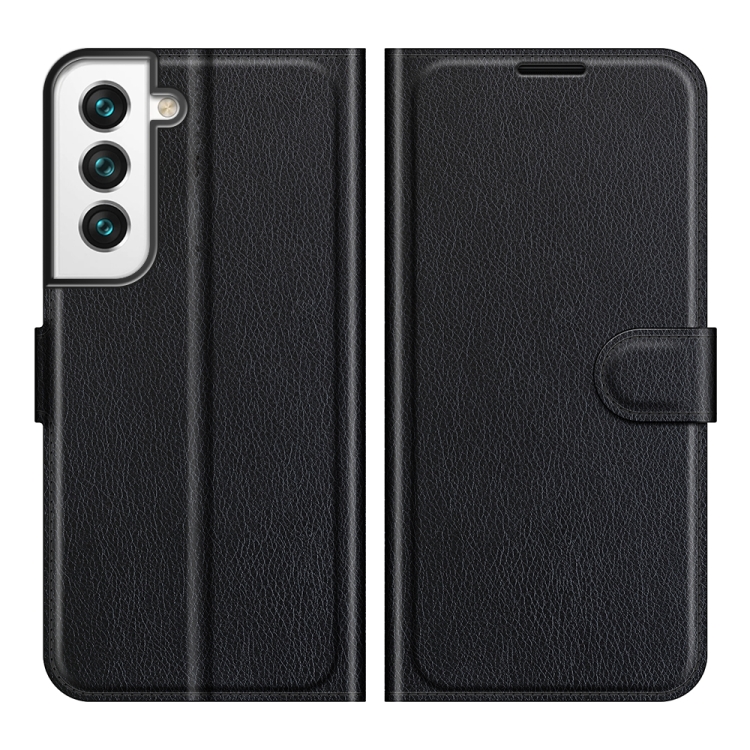  Samsung Galaxy S22 Fodral Litchi Textur Svart