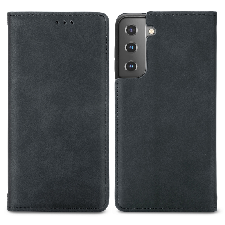  Samsung Galaxy S22 Fodral Flip Retro Läder Svart