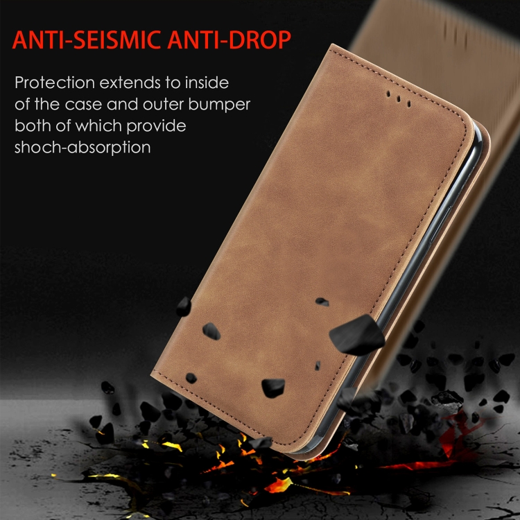  Samsung Galaxy S22 Fodral Flip Retro Läder Brun