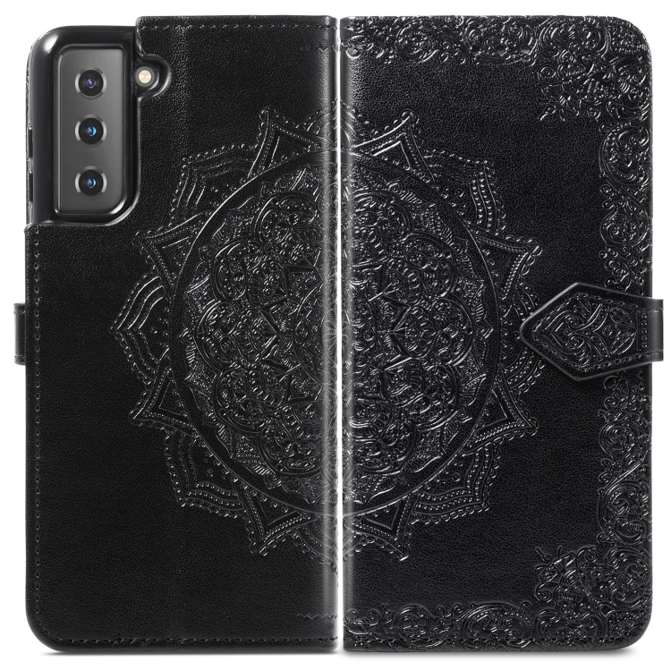  Samsung Galaxy S22 Fodral Mandala Läder Svart