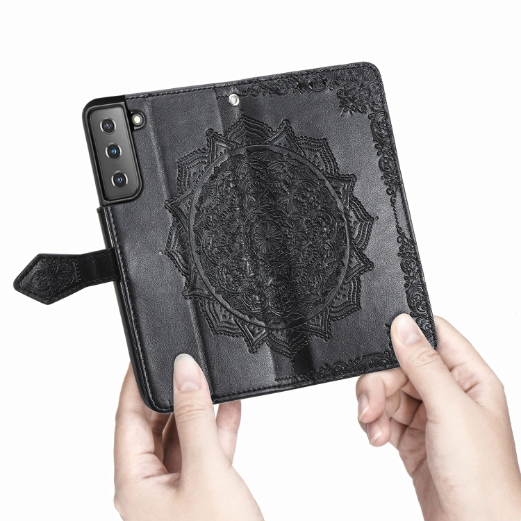  Samsung Galaxy S22 Fodral Mandala Läder Svart