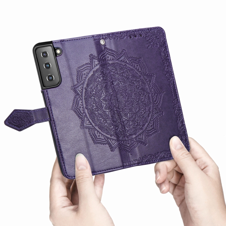  Samsung Galaxy S22 Fodral Mandala Läder Lila
