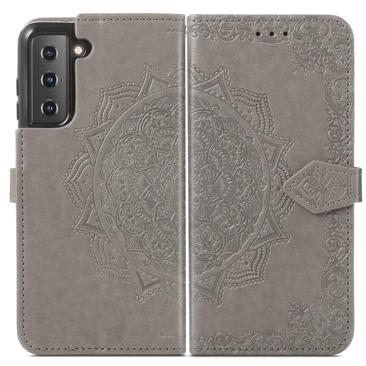  Samsung Galaxy S22 Fodral Mandala Läder Grå