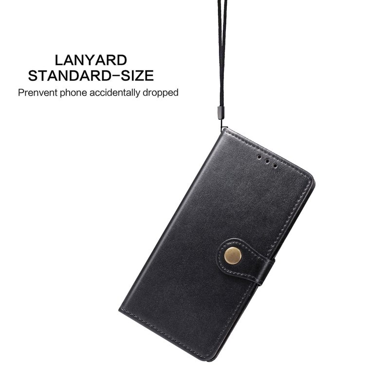  Samsung Galaxy S22 Fodral Solid Läder Magnetisk Mässing Svart