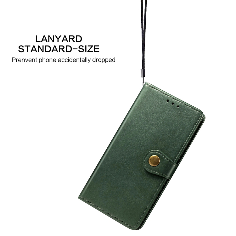  Samsung Galaxy S22 Fodral Solid Läder Magnetisk Mässing Grön