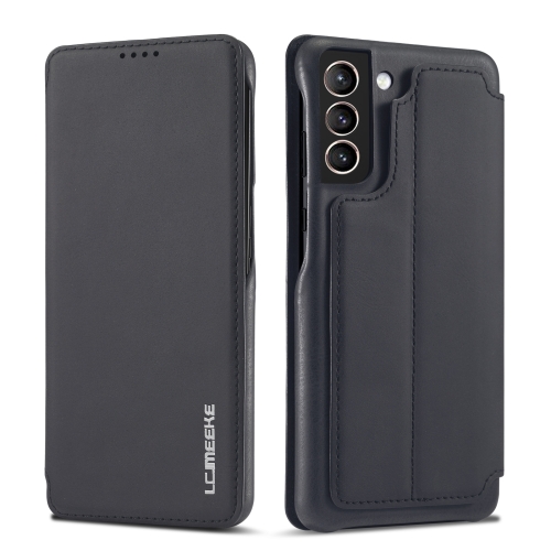 LC.IMEEKE LC.IMEEKE Samsung Galaxy S21 FE Fodral Retro Flip Läder Svart