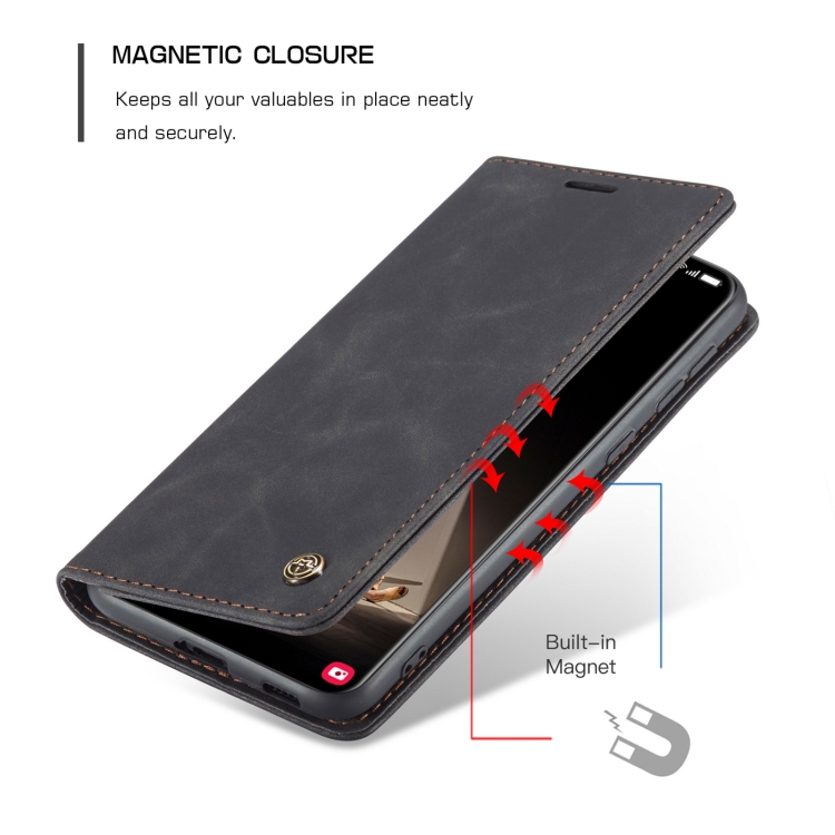 CASEME CASEME Samsung Galaxy S21 FE Fodral Retro Flip Läder Svart