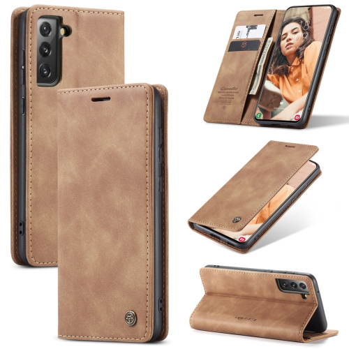 CASEME CASEME Samsung Galaxy S21 FE Fodral Retro Flip Läder Brun