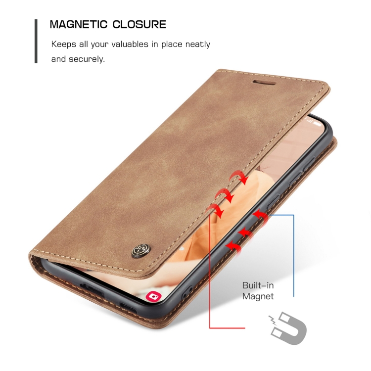 CASEME CASEME Samsung Galaxy S21 FE Fodral Retro Flip Läder Brun