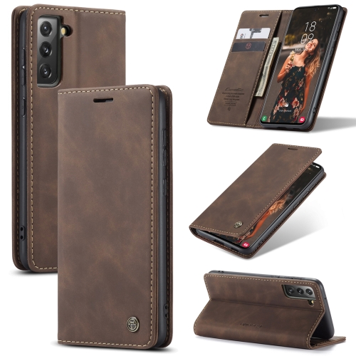 CASEME CASEME Samsung Galaxy S21 FE Fodral Retro Flip Läder Brun