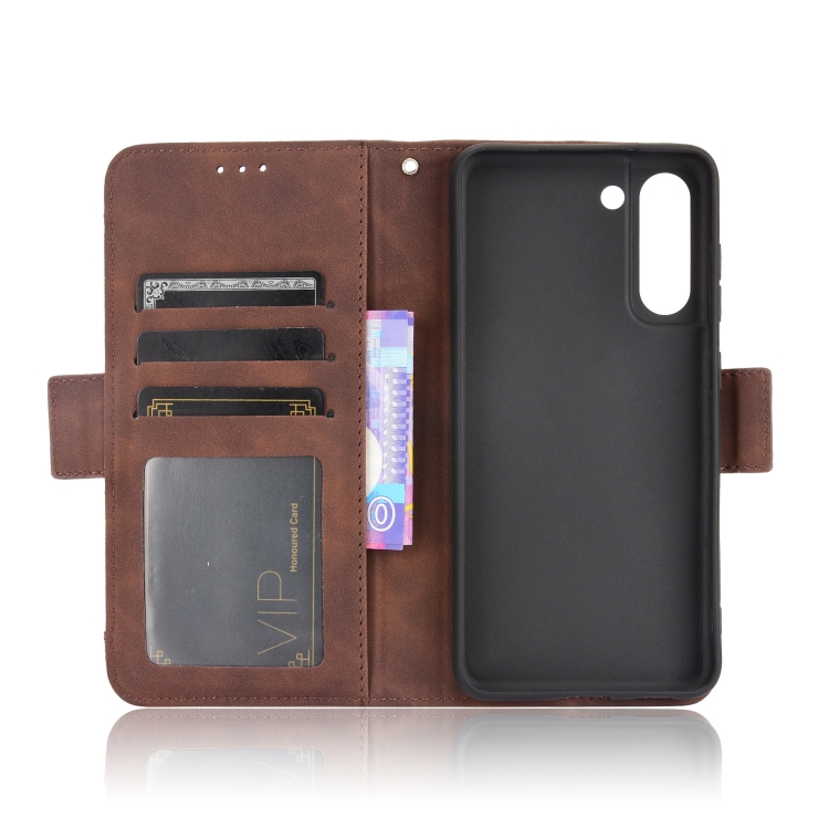  Samsung Galaxy S21 FE Fodral Med Avtagbart Kortfodral Brun