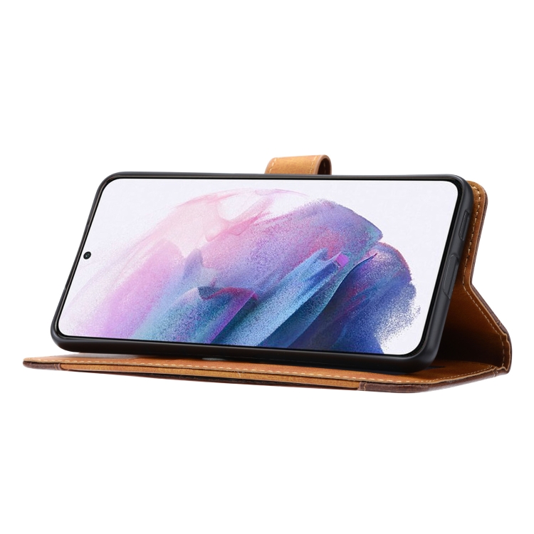  Samsung Galaxy S21 FE Fodral Premium Med Frontficka Brun