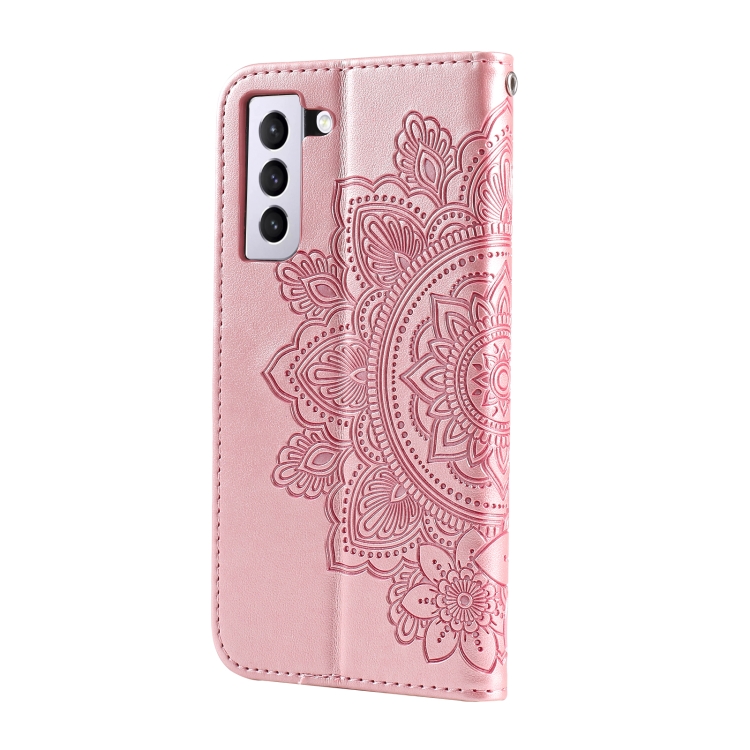  Samsung Galaxy S21 FE Fodral Mandala Läder Roséguld