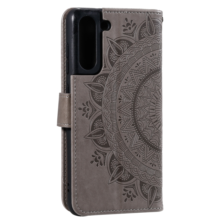  Samsung Galaxy S21 FE Fodral Mandala Läder Grå