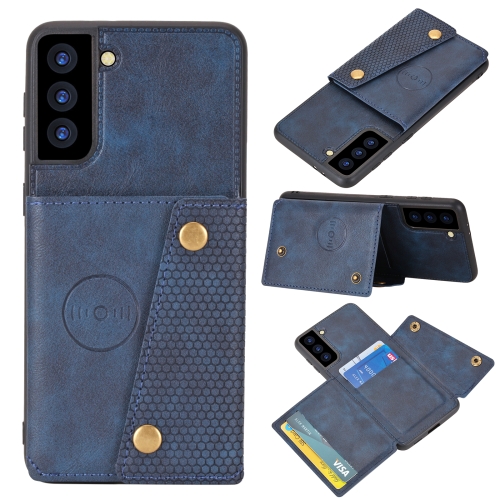  Samsung Galaxy S21 FE Skal Med Kortfack Och Magnet Blå