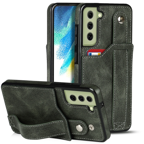  Samsung Galaxy S21 FE Skal Med Kortfack Och Strap Grön
