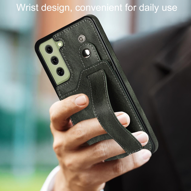  Samsung Galaxy S21 FE Skal Med Kortfack Och Strap Grön