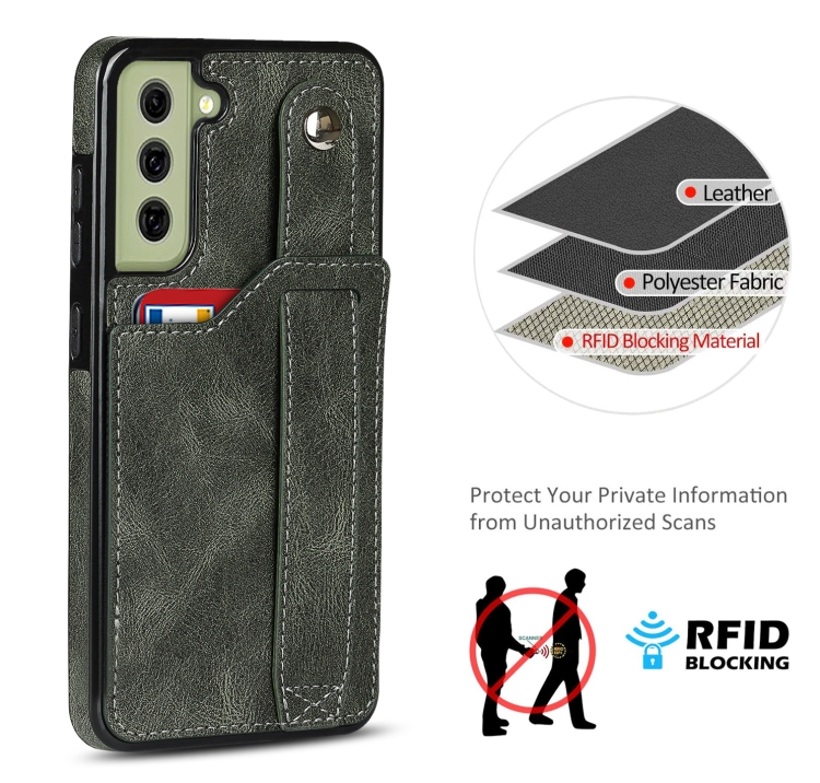  Samsung Galaxy S21 FE Skal Med Kortfack Och Strap Grön