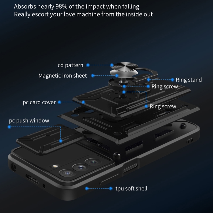  Samsung Galaxy S21 FE Skal Camshield Hybrid Ring Röd