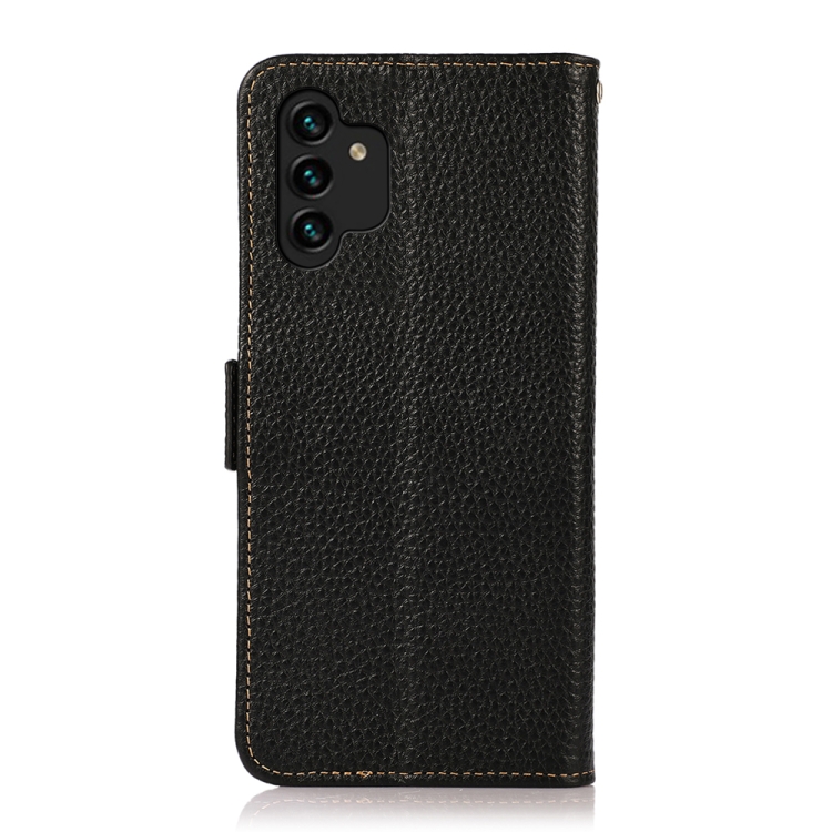 KHAZNEH KHAZNEH Samsung Galaxy A13 4G Fodral RFID Äkta Läder Svart