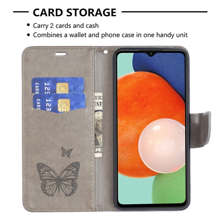  Samsung Galaxy A13 4G Fodral Butterfly Tryck Grå