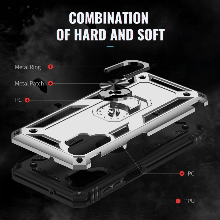  Samsung Galaxy A13 4G Skal Shockproof Ring Armor Silver