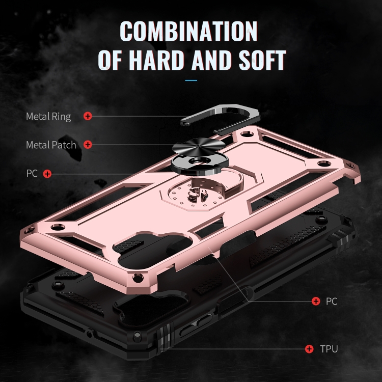  Samsung Galaxy A13 4G Skal Shockproof Ring Armor Roséguld
