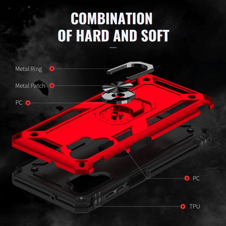  Samsung Galaxy A13 4G Skal Shockproof Ring Armor Röd