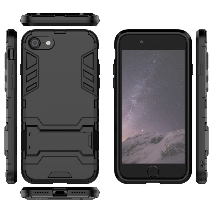  iPhone 7/8/SE Skal Hybrid Armor Kickstand Svart