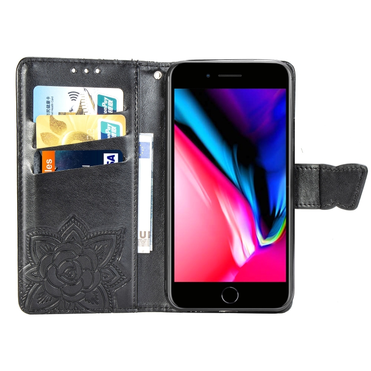  iPhone 7/8/SE Fodral Fjäril Tryck Svart