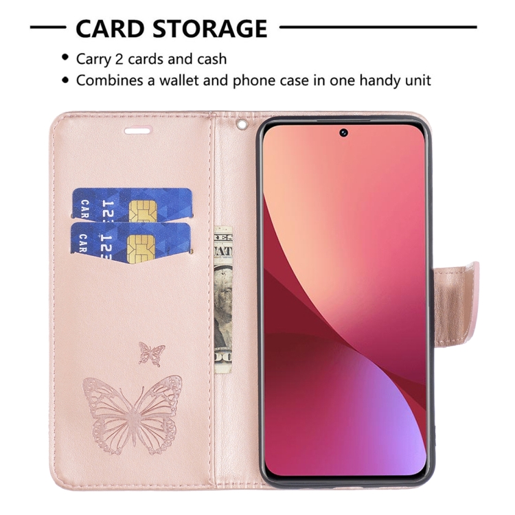  Xiaomi 12 Fodral Tryck Butterfly Roséguld