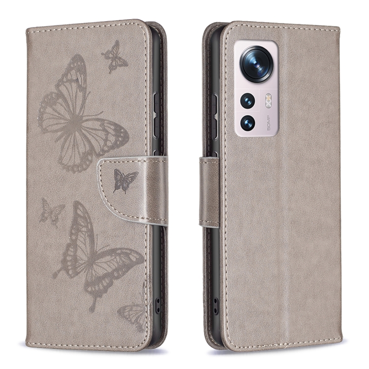  Xiaomi 12 Fodral Tryck Butterfly Grå