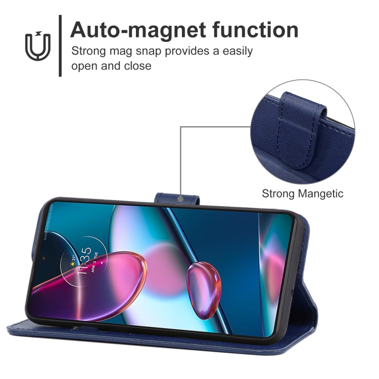  Motorola Edge 30 Pro Fodral Läder Blå