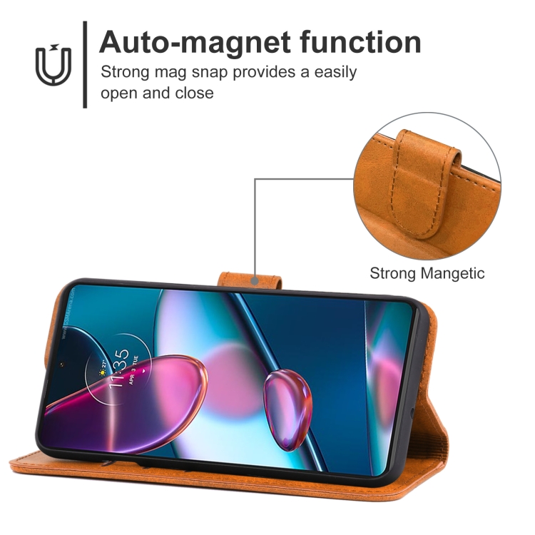  Motorola Edge 30 Pro Fodral Läder Brun