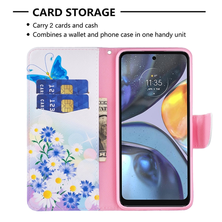  Motorola Moto G22 Fodral Tryck Blå Fjäril