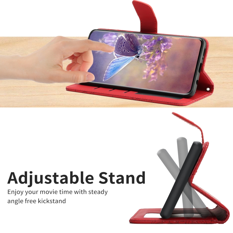  Motorola Moto G22 Fodral Fjäril/Pion präglad Röd