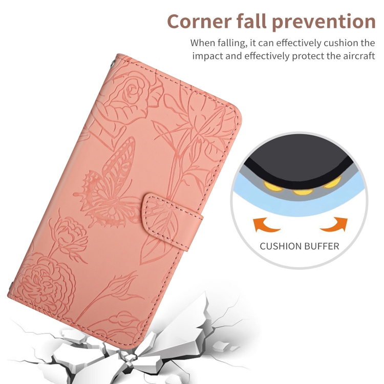 Motorola Moto G22 Fodral Fjäril/Pion präglad Ljus Rosa
