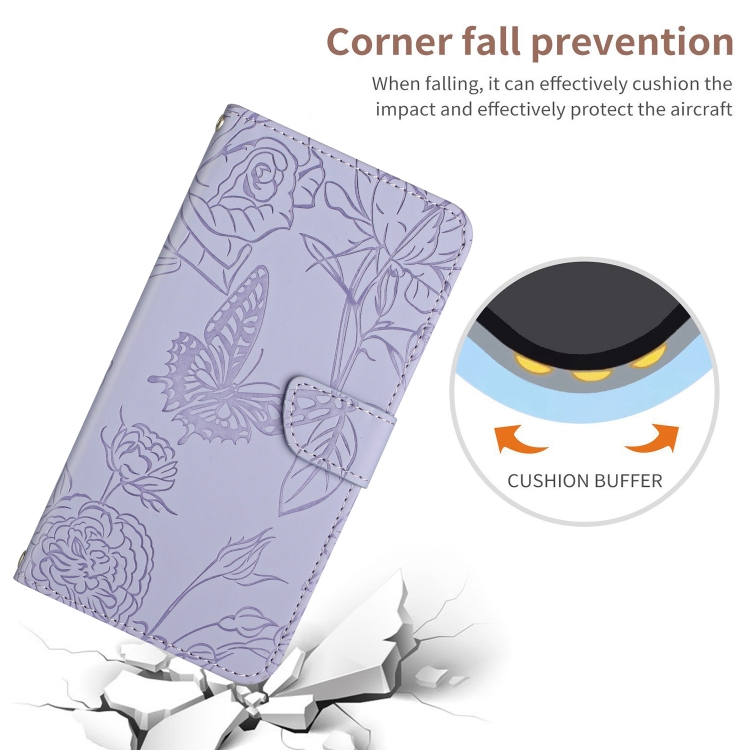  Motorola Moto G22 Fodral Fjäril/Pion präglad Lila
