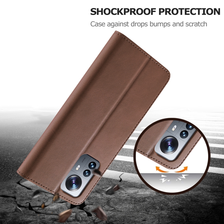 LC.IMEEKE LC.IMEEKE Xiaomi 12 Fodral Läder Brun