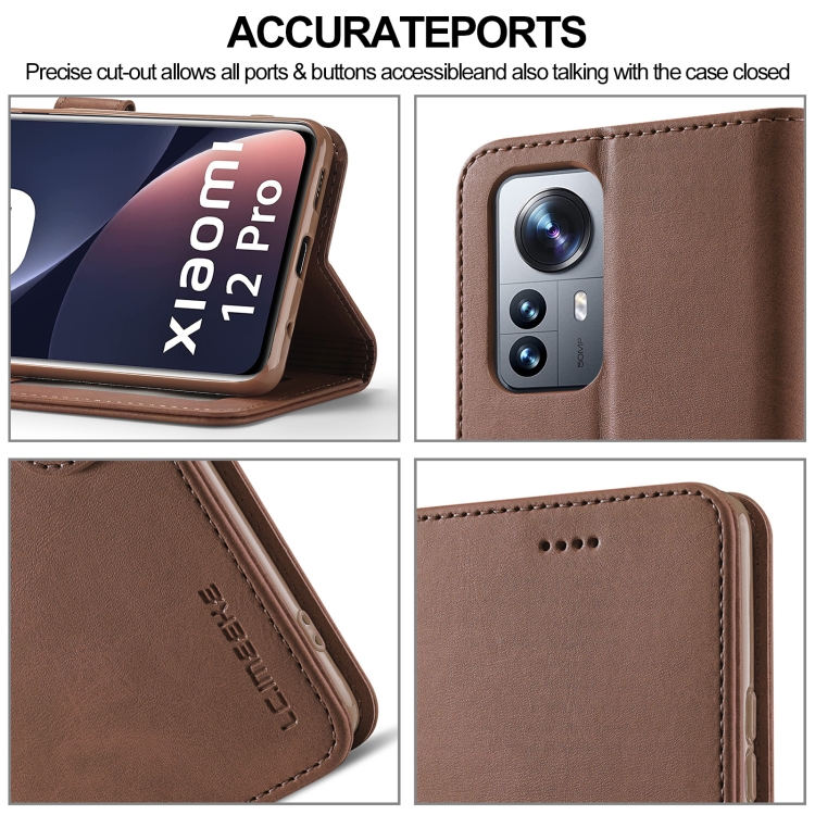 LC.IMEEKE LC.IMEEKE Xiaomi 12 Fodral Läder Brun