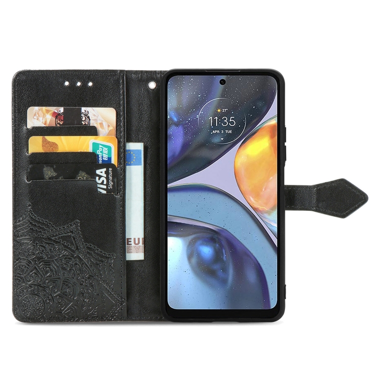  Motorola Moto G22 Fodral Mandala Läder Svart