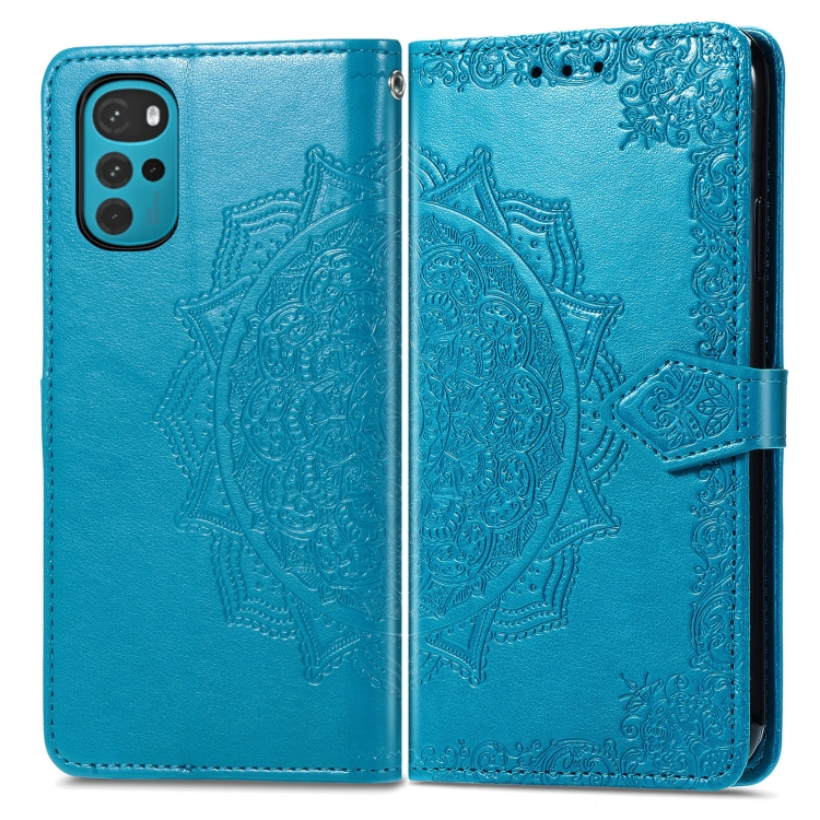  Motorola Moto G22 Fodral Mandala Läder Blå