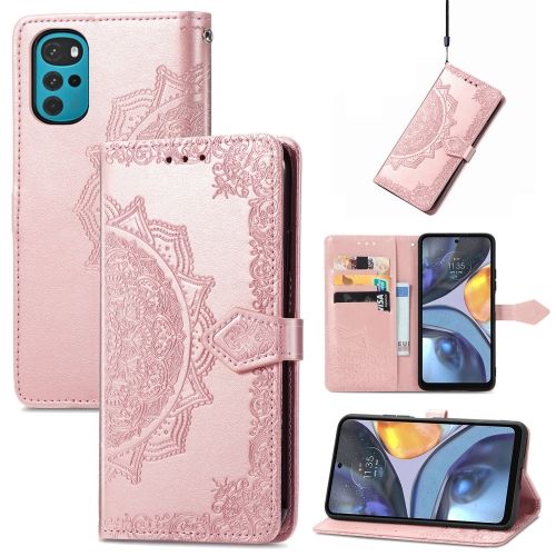  Motorola Moto G22 Fodral Mandala Läder Roséguld
