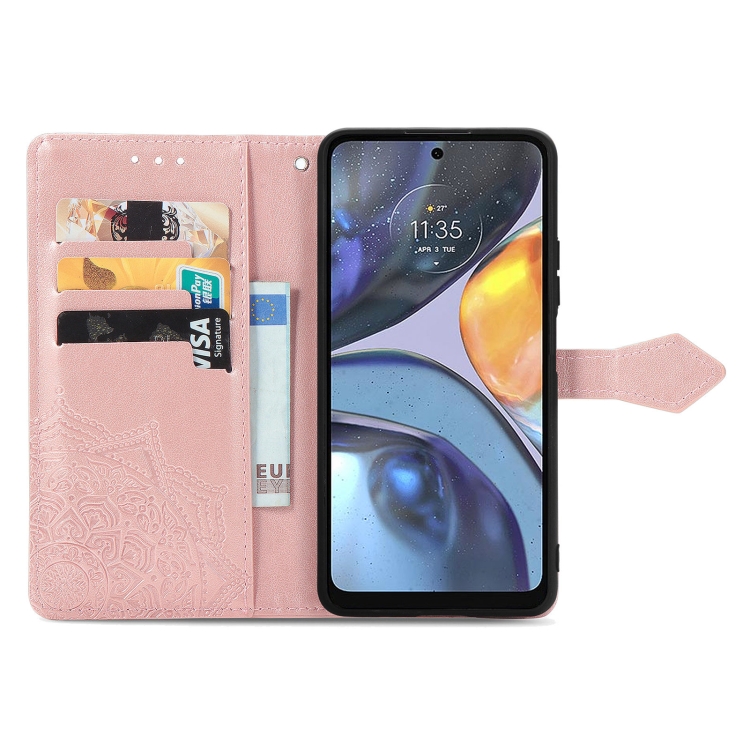  Motorola Moto G22 Fodral Mandala Läder Roséguld