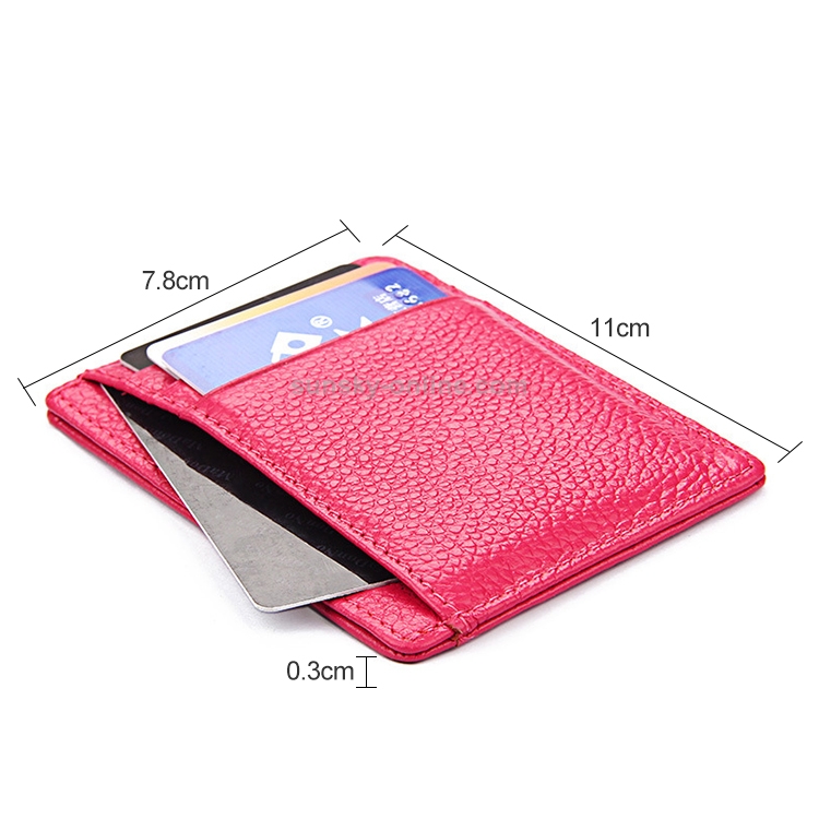  RFID Plånbok Korthållare Litchi Textur Rosa