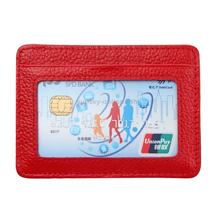 RFID Plånbok Korthållare Litchi Textur Röd