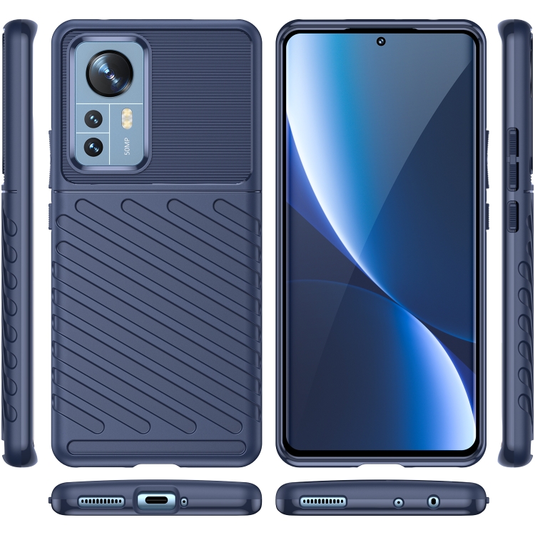  Xiaomi 12 Pro Skal Twill Textur Blå