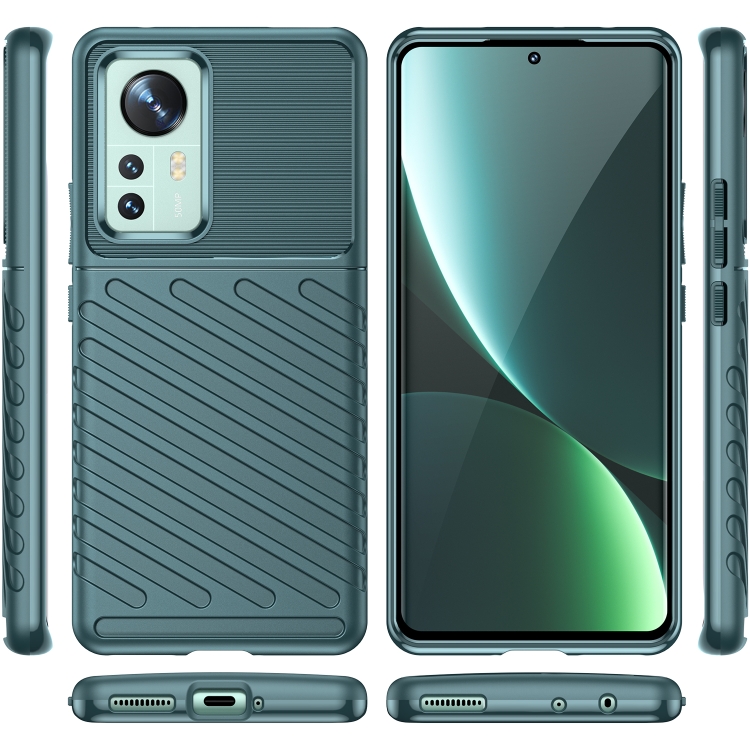 Xiaomi 12 Pro Skal Twill Textur Grön