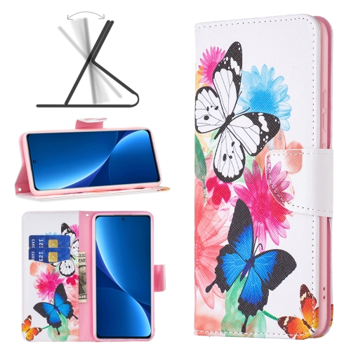  Xiaomi 12 Pro Fodral Med Tryck Blå/Vit Fjäril