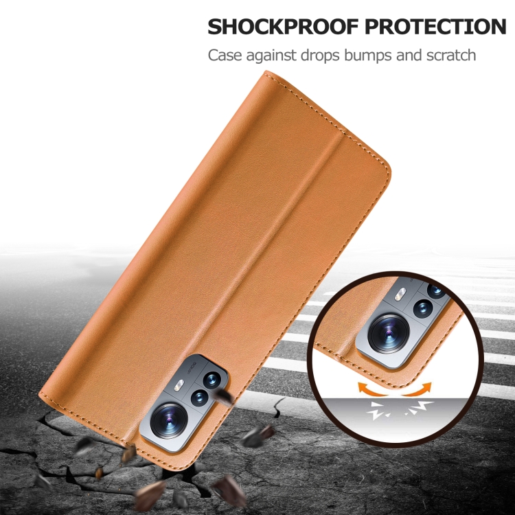 LC.IMEEKE LC.IMEEKE Xiaomi 12 Pro Fodral Läder Brun